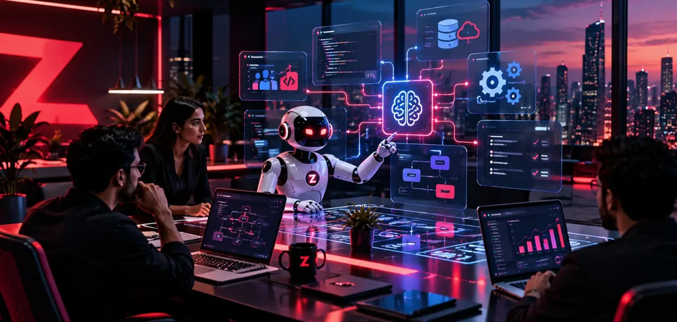 Futuristic AI Collaboration Hub