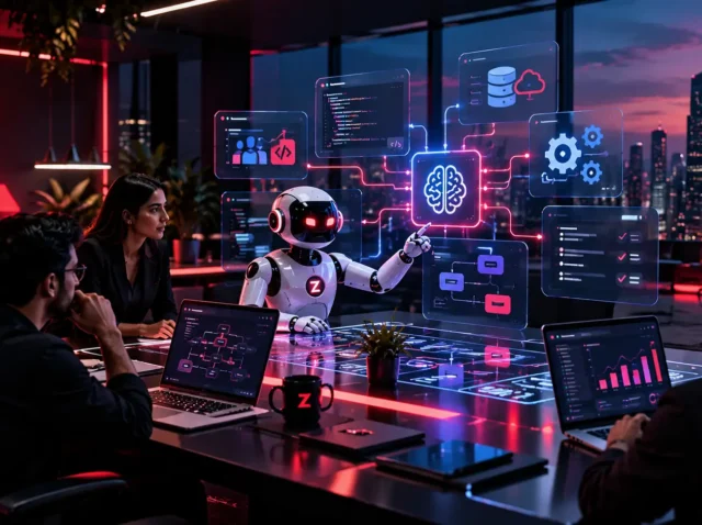 Futuristic AI Collaboration Hub